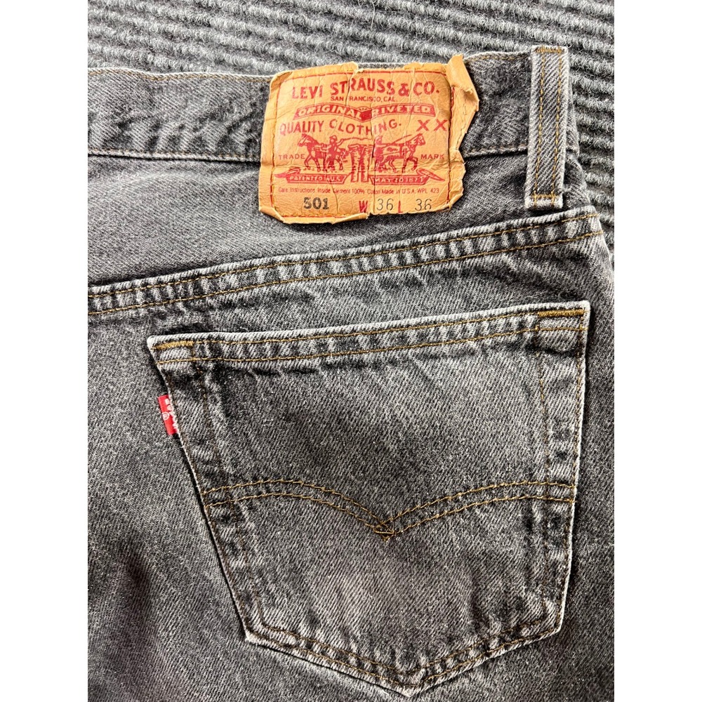 Levi's 501 Vintage 1994 Jeans Mens 36x36 Black Gray Button Fly USA Made Vintage - Picture 8 of 13